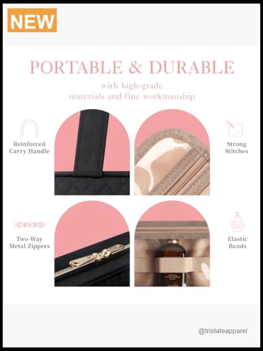 Hanging Toiletry Bag with Compartments - Waterproof Travel Makeup Organizer